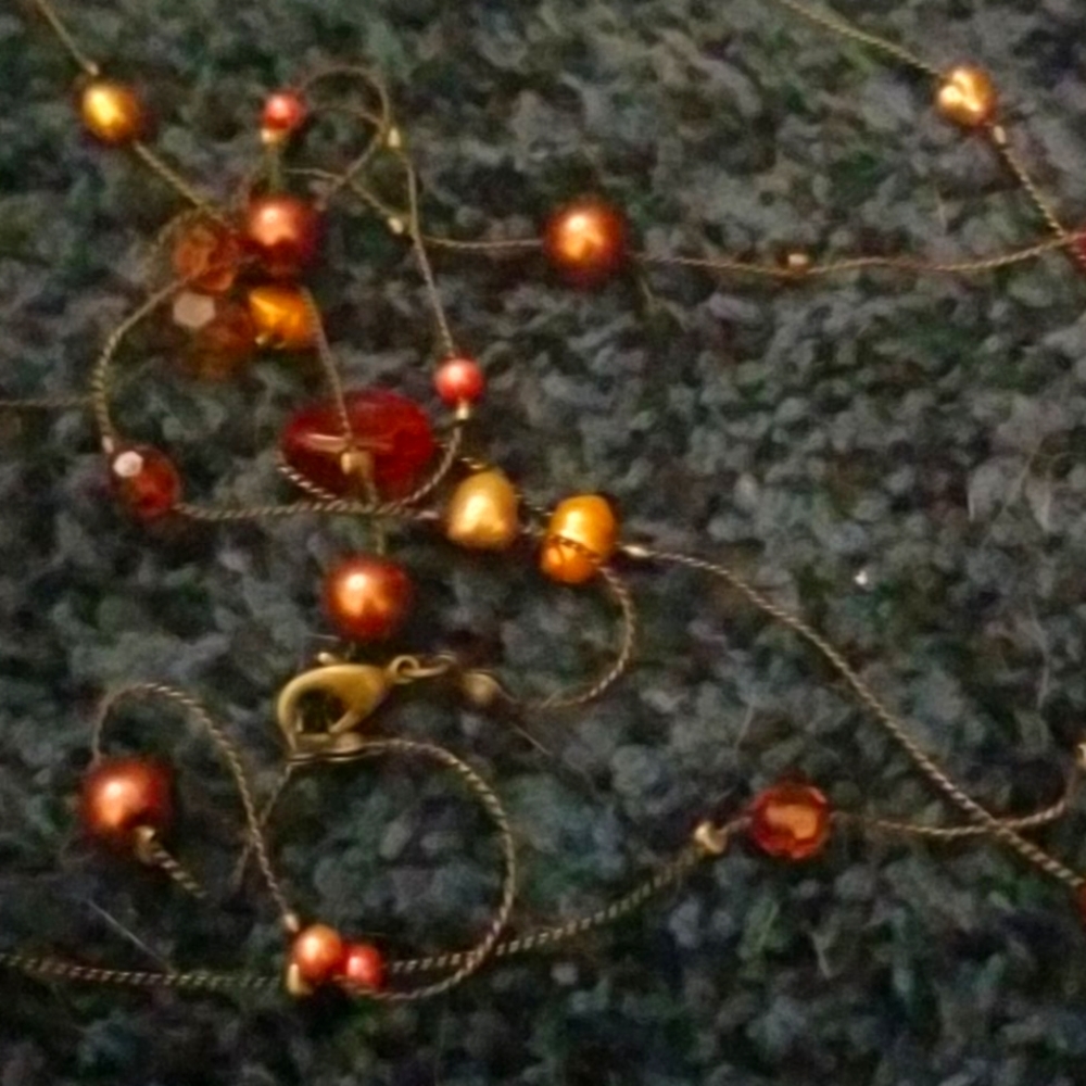 Vintage gold and burgundy red necklace